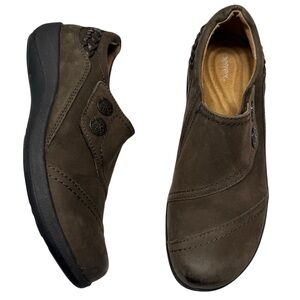 Aetrex Karina Brown Leather Monk Strap Loafers Casual Womens Shoes US 7 EU 37